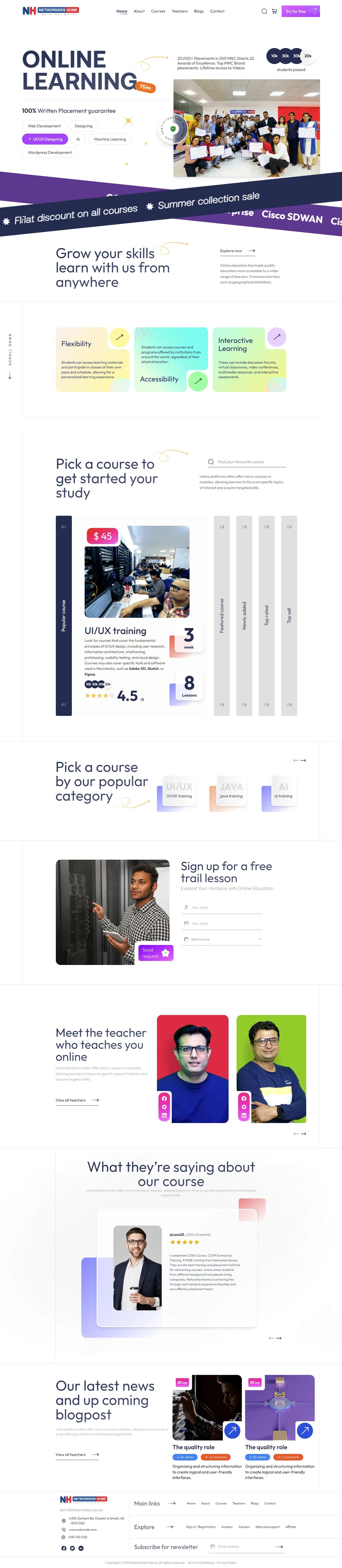 Landing Page Design for Online Teaching
