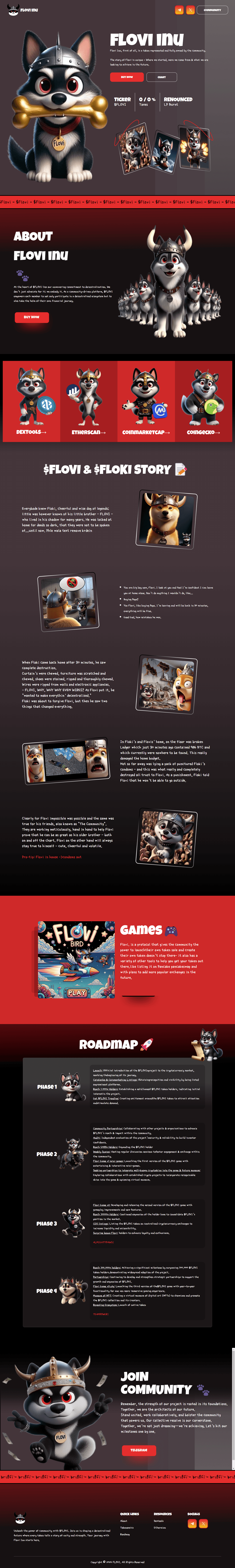 Flovi Inu Animated Landing Page